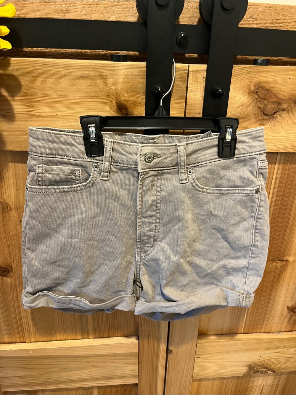 Old Navy Grayish/Tan O.G. High Rise  Rolled-Hem Denim Shorts
